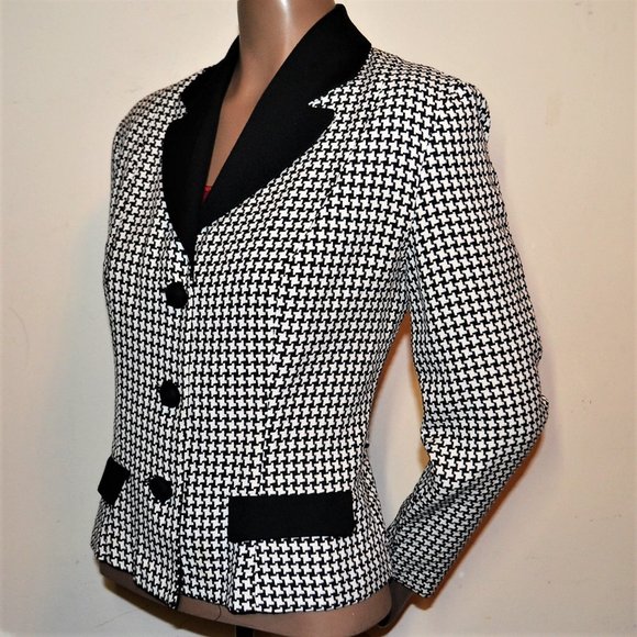 Gino Cappeli Collection Houndstooth Jacket Sz 4 - Picture 3 of 3